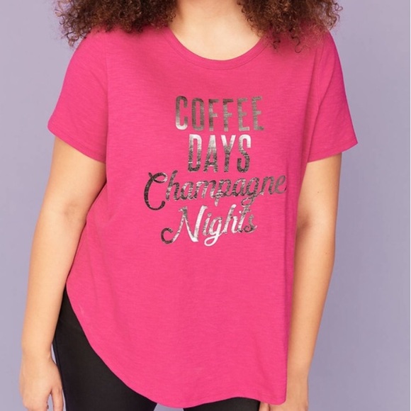 Lane Bryant Tops - ⚡️5/$15⚡️ Lane Bryant | Pink Coffee + Champagne Tee | 14/16
